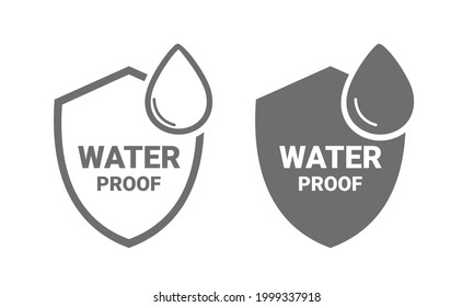 Waterproof icon. Shield with waterdrop. Illustration vector - Shutterstock ID 1999337918