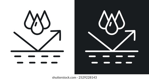 Ícone impermeável na cor preta de linha fina. ilustração simples de símbolos vetoriais planos.