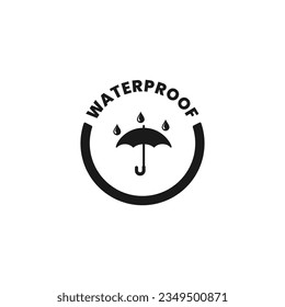 Waterproof icon vector or waterproof label vector isolated in Flat Style. Waterproof icon for product packaging design element. Waterproof label for packaging design element.