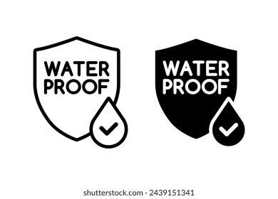 Waterproof icon vector set. Water protect with shield symbol