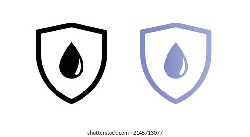 Waterproof icon vector. Waterproof shield vector icon in modern trendy design isolated on white background in two different styles.