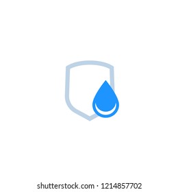 waterproof icon, water drop and shield