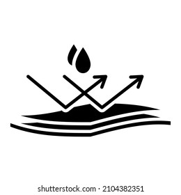 Waterproof icon, water proof drop resistant. Impermeable fabric material. Water repellent surface. Liquid resistant. Glyph. Vector