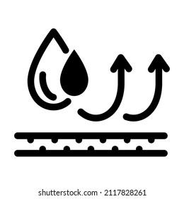 Waterproof icon, water proof drop resistant. Impermeable fabric material. Water repellent surface. Liquid resistant. Glyph. Vector