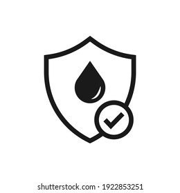 Waterproof icon. Water repellent surface symbol concept isolated on white background. Vector illustration