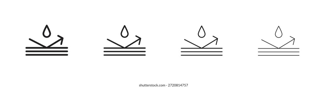 Los iconos impermeables delinean el diseño de Vector negro. Línea con trazo editable.