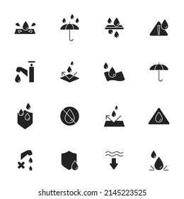 Waterproof icons set . Waterproof symbol vector elements for infographic web