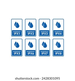 Impermeable ipx logo set, Impermeable ipx etiqueta set vector gráficos