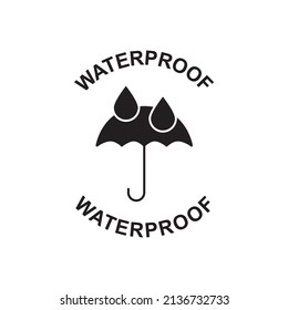 waterproof label icon in black flat glyph, filled style isolated on white background