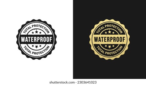 Waterproof label or waterproof seal vector isolated in Rubber Stamp Style. Waterproof label for product packaging design element. Simple Waterproof seal with rubber stamp style.