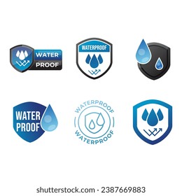Etiqueta impermeable o vector de símbolo impermeable aislado. Etiqueta impermeable para el elemento de diseño de empaquetado de productos.