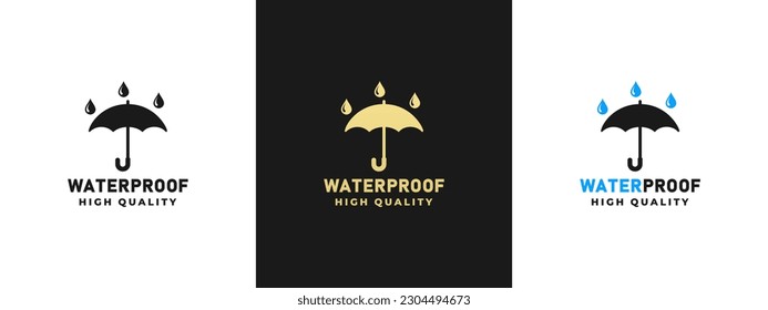 Waterproof label vector or waterproof logo vector isolated in Flat Style. Waterproof label for product packaging design element. Waterproof logo for packaging design element.