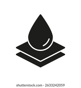 Waterproof Layer Solid Icon. Water Resistance And Protective Coating Silhouette Symbol. Hydrophobic Surface Technology Representation. Isolated Vector Illustration.
