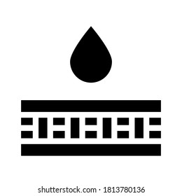 capa impermeable de agua gota glifo vector de icono. signo de caída de agua de capa impermeable. símbolo de contorno aislado ilustración negra