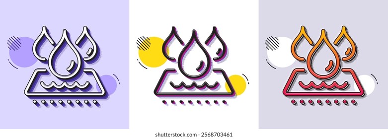 Waterproof line icon. Halftone dotted pattern. Gradient icon with grain shadow. Water resistant sign. Drop protection symbol. Line waterproof icon. Various designs. Vector