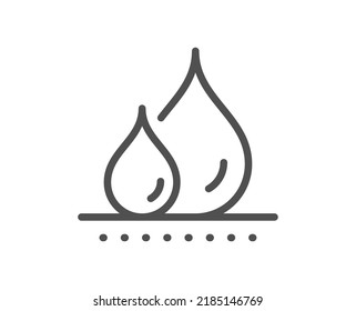 Waterproof line icon. Water resistant sign. Drop protection symbol. Quality design element. Linear style waterproof icon. Editable stroke. Vector