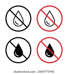 Waterproof and Liquid Resistance. No Water or Oil Allowed. Wetness and Oil Prohibition Sign