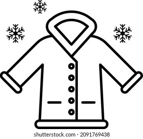 Waterproof Long Jacket Concept Vector Line Icon Design, Winter Season activities Symbol, Coldest Weather Sign, Snow and frost Stock Illustration