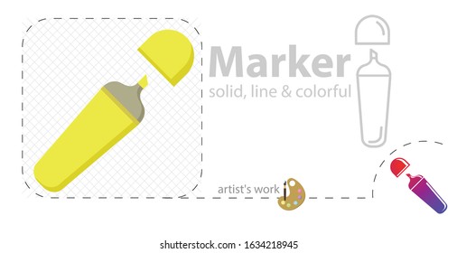 Waterproof Marking Pen Vector Flat Illustration, Solid, Line Icon