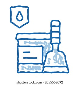 Waterproof Material Cement sketch icon vector. Hand drawn blue doodle line art isolated symbol illustration