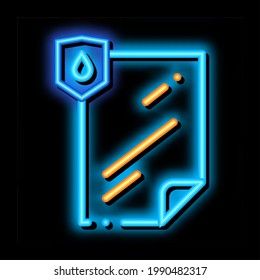 Waterproof Material File neon light sign vector. Glowing bright icon transparent symbol illustration