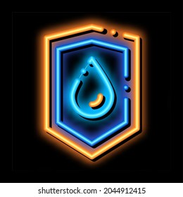 Waterproof Material Guard neon light sign vector. Glowing bright icon transparent symbol illustration