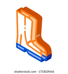 Waterproof Material Gumboots Shoes vector isometric sign. color isolated symbol illustration