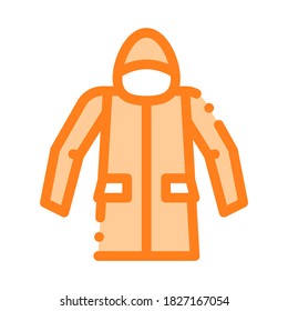 Waterproof Material Jacket Anorak Vector Line Icon. Waterproof Material, Roller Painter Equipment, Industrial Use Linear Pictogram. Clothes, Moisture Absorbing Substance Illustration