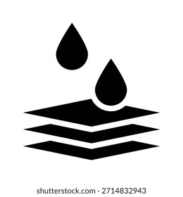 Icono de capa de material impermeable. Símbolo De Contorno De Resistencia Al Agua, Protección Y Durabilidad. Tecnología de la barrera de humedad. Trazo Editable. Ilustración vectorial aislada.