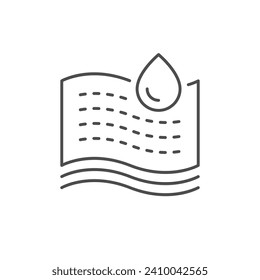 Icono de contorno de línea de material impermeable