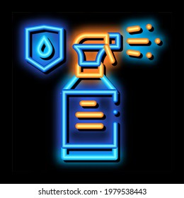 Wasserdichtes Material Spray Neon Leuchtzeichen Vektor. Leuchtendes Symbol, transparentes Symbol