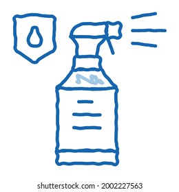 Waterproof Material Spray sketch icon vector. Hand drawn blue doodle line art isolated symbol illustration