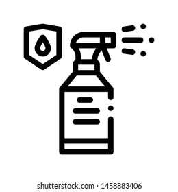 Waterproof Material Spray Vector Thin Line Icon. Waterproof Material Plastic Detergent Bottle, Industrial Use Linear Pictogram. Clothes, Moisture Absorbing Substance Contour Illustration