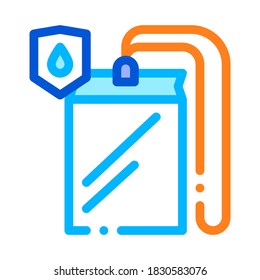 Waterproof Material Thing Cover Vector Line Icon. Waterproof Material Case, Roller Painter Equipment, Industrial Use Linear Pictogram. Clothes, Moisture Absorbing Substance Illustration