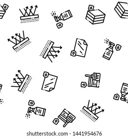 Waterproof Materials Vector Seamless Pattern. Waterproof Material For Personal, Industrial Use Linear Pictograms. Water Resistant Device, Clothes, Moisture Absorbing Substance Contour Illustrations