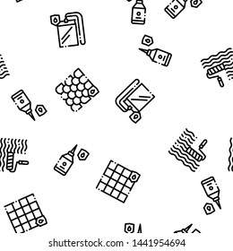 Waterproof Materials Vector Seamless Pattern. Waterproof Material For Personal, Industrial Use Linear Pictograms. Water Resistant Device, Clothes, Moisture Absorbing Substance Contour Illustrations