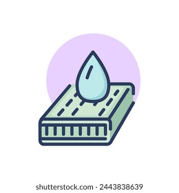 Waterproof mattress thin line icon. Wet, dry, liquid sign. Comfort and sleeping concept. Vector illustration symbol element for web design and apps