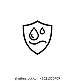 Waterproof outline icon or water resistant outline icon vector isolated. Best Water resistant label for websites, product packaging design, print design and more.
