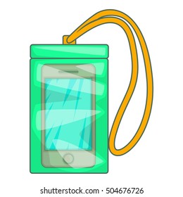 Waterproof phone case icon. Cartoon illustration of case vector icon for web design