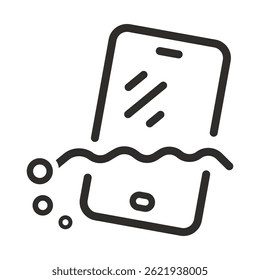 waterproof phone icon, water symbol, flat vector illustration isolated on white background