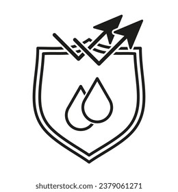 Waterproof protection icon. Proof rain shield. Anti water drop. Vector illustration. EPS 10.