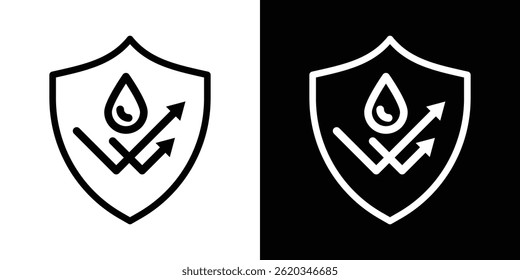 Vetor de ícone de proteção impermeável para aplicativo móvel e Web. Símbolo isolado.