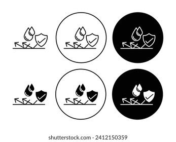 Waterproof Protection vector illustration set. Water proof and resistant shield sign suitable for apps and websites UI design style.