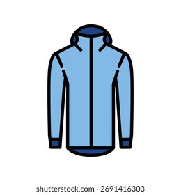 waterproof rain jacket color flat icon. Vector isolated element.Editable stroke