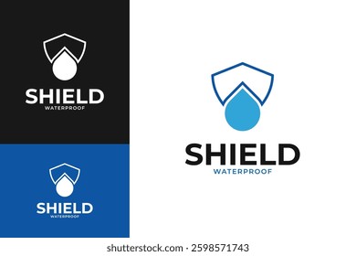 Waterproof shield logo design template illustration idea