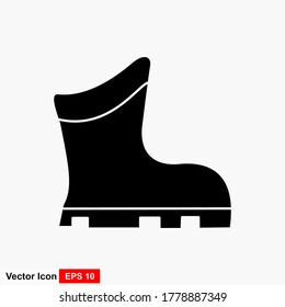 Waterproof shoes. Black flat icon on a transparent background. Pictogram for your project