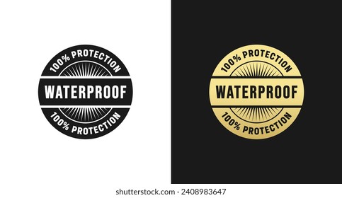 Waterproof stamp or 100% waterproof rubber vector isolated. Best Waterproof stamp for product packaging design element. Waterproof rubber for packaging design element.