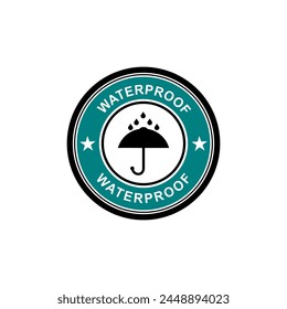 Waterproof  sticker and label, umbrella with rain symbol.