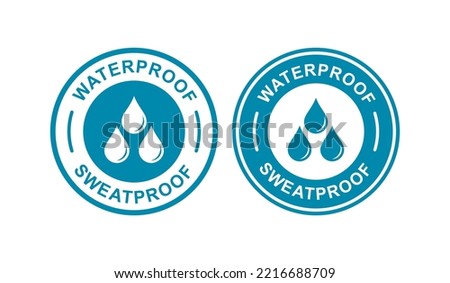 Waterproof and sweatproof logo vector badge. Suitable for product label