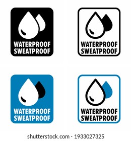 "Waterproof and sweatproof" vector information sign - Shutterstock ID 1933027325